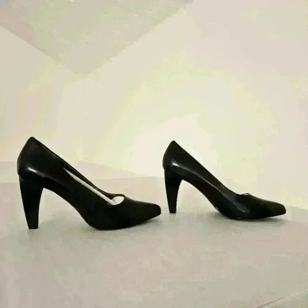 NIB Genuine Leather Fitzwell Raquel Black Kid Leather Pumps 9.5 NIB